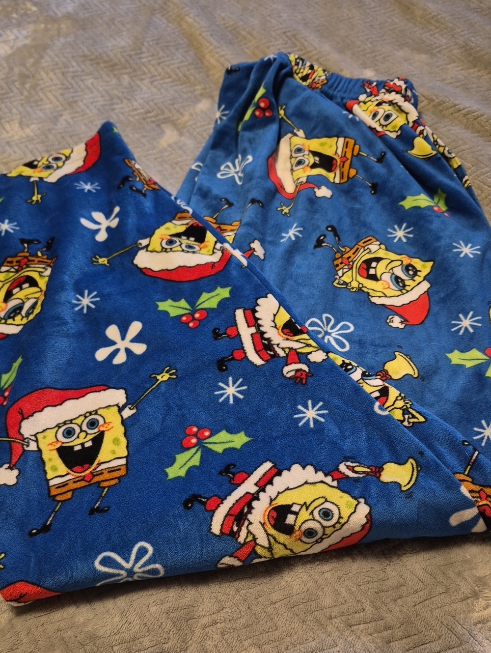 SpongeBob Squarepants Blue Holiday Fleece Pajama Pants